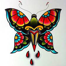 Traditional Colorful Butterfly Tattoo Design Colorful Butterfly Tattoo Traditional Butterfly Tattoo Butterfly Tattoo Designs