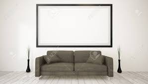 3 cascade large waterfall framed print painting canvas wall art. Modern Living Room With Big Wall Frame 3d Rendering Stock Photo Picture And Royalty Free Image Image 81511376