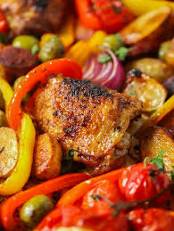 How to make simple snacks for begginers. Spanish Chicken And Chorizo Tray Bake Recipe Quick One Pan Dinner