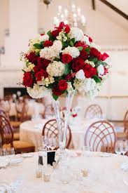 Red White And Green Garden Wedding Centerpiece Amanda And Jacob S Classy And Elegant Red Wedding Centerpieces White Wedding Centerpieces Red Wedding Flowers