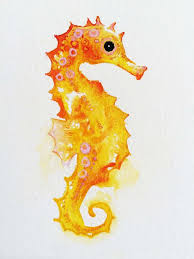 Beach Wall Decor Golden Seahorse Print Fish Art Art Prints Home Decor Nursery Art Watercolor Giclee Goldfish Painting Gift For Her Seahorse Art Fish Art Watercolor Art