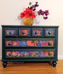 Green Patchwork Dresser Boho Furniture Funky Painted Furniture Funky Furniture