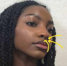 Fellas, In case you do not know, this is called a "**septum ring**." Women  get this as a sign of **extreme rebellion**. It is the mark of a  **feminist**. Usually the **body