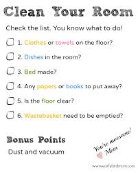 Printable Bedroom Cleaning Checklist For Kids