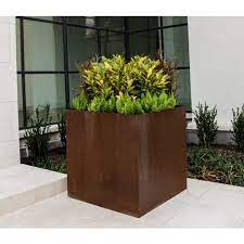 These planters offer rich textures to match any environment both indoors and outdoors. Commercial Grade Cor Ten Steel Planters L Custom Sizes Are Available L Bentintoshape Net