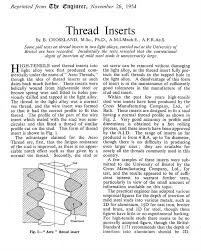 Helicoil Type Inserts Technical Study Of Strength And