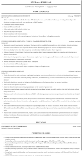 clinical research assistant resume