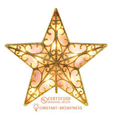 Amazon Com Yunlights 9 Inch Lighted Star Tree Topper Gold Glittered Vintage Christmas Tree Toppers For Indoor Christmas Ornaments Party Home Decoration Warm White Garden Outdoor