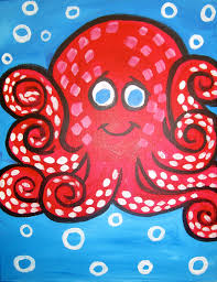 Plan to visit wine and canvas, united states. Octopus Fun Wine Canvas But With More Room For The Arms Wine And Canvas Octopus Painting Painting For Kids