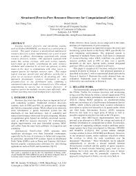 Structured peer-to-peer resource discovery for computational grids