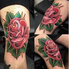 Knee Cap Rose By Franz Stefanik At The Okey Doke Tattoo Shop Toronto On Knee Tattoo Rose Knee Tattoo Polynesian Tattoo