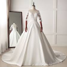Brautkleid (hochzeitskleid) kaufen oder leihen? Klassisch Ivory Creme Brautkleider Hochzeitskleider 2019 A Linie Rundhalsausschnitt Spitze Blumen 1 2 Armel Kapelle Schleppe