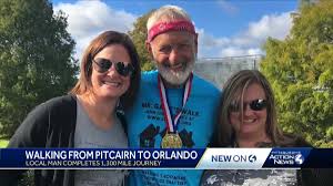 A 1,300-mile journey: Pitcairn man walks to Orlando in honor of late mother