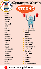 Synonym Words Strong English Vocabulary Hardy Hearty Reinforced Rugged Sound Stalwart Able Active Athle English Vocabulary Conversational English Vocabulary