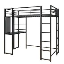 Then i placed each step into one of the bunk bed ladder rails. Twin Loft Bed Metal Frame Kids Bunk Bed With Desk Bookcase Ladder And Guard Rail Black Furniture Home Kitchen Rayvoltbike Com