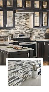 Kitchen Backsplash Featuring Grey And White Linear Mosaic Tile Laid Horizontally Mosaic Backsplash Kitchen Glass Tile Backsplash Kitchen Kitchen Tiles