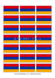 Red as the top color, blue in the middle and orange on the bottom. Armenia Flag Printable