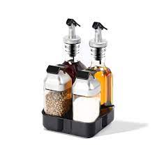 5% coupon applied at checkout save 5% with coupon. Oil And Vinegar Salt And Pepper Dispenser Set For Home And Kitchen Non Drip Spouts With Study Tray Holder 5 Piece Includes 2 Oil And Vinegar Dispenser And 2 Salt And Pepper Shaker Buy
