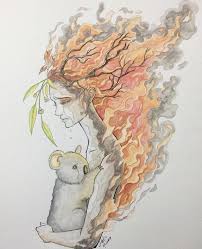 Australian Bushfires Melina Illustrates Watercolor Pencils 2020 Art Environmental Art Earth Drawings Earth Art