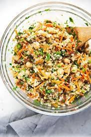 A Quick Quinoa Power Salad That That Uses Leftover Quinoa Is Vegan And Drizzled With A Honey Lemon Dressing Morocca Power Salad Quick Salads Healthy Recipes