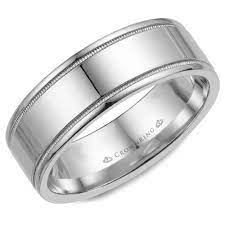 Crownring Classic Wedding Ring For Men White Gold Wedding Bands Mens Gold Wedding Band Classic Wedding Rings