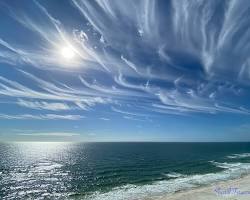 cirrus clouds ocean view mares tails sky, AI generated