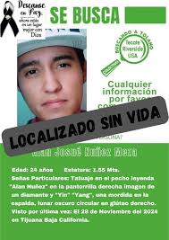 Tijuana Alan Josué ha sido localizado lamentablemente sin vida 😞 Nuestras  más sinceras condolencias para la familia Nuñez Mesa, Dios les conceda  mucha fortaleza y una pronta resignación. Descanse en Paz 🕊️