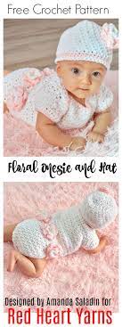 The crochet puff stitch flower has been hugely popular and we can see why. Floral Onesie And Hat Free Crochet Patterns Easy Crochet Baby Crochet Baby Clothes Crochet Baby Dress Pattern