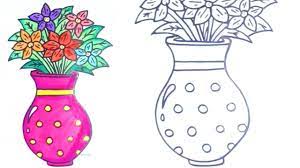 A vase is a container for water and other liquids. How To Draw Flowers In A Vase Drawing For Kids And Coloring Flowers Drawing Vase Kids Flower Drawing Drawing For Kids Drawings