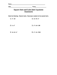 Options include pdf or html worksheet, radicand range on this page, you'll find an unlimited supply of printable worksheets for square roots, including worksheets for square roots only (grade 7) or. Square Root And Cube Root Equations Homework By Ashley Wallace Tpt