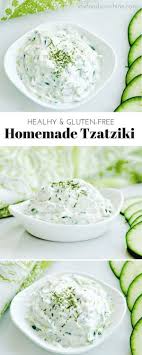 Healthy Homemade Tzatziki Recipe Made With Greek Yogurt This Tzatziki Sauce Perfectly Compliments Al Tzatziki Recipes Homemade Tzatziki Mediterranean Recipes