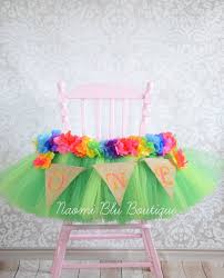Hawaiian Luau Grass Skirt Tutu High Chair For Birthday Hawaii Etsy 1st Birthday Parties Luau Birthday Party Luau Birthday