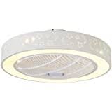 Possini euro planetarium 21 wide white fabric ceiling light. Indoor White 24 Inch Flush Mount Led Light With Invisible Ceiling Fan Starry Sky Lotus Leaf Diamond Decorative Metal Body And Acrylic Lampshade With Remote Control Buy Online In Belize At Belize Desertcart Com