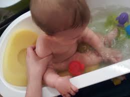 Lo is too big for the sink so i lay the flower on the bottom of tub and lay lo on it. Baby Tub 1st Time Mom