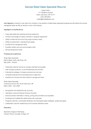 Sample Retail Sales Specialist Resume Sales Resume Examples Education Resume Sales Resume
