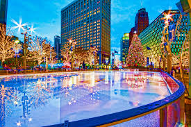 Christmas at Campus Martius Park, featuring an ice skating rink, all  located in downtown Detroit