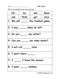 Books, games, songs, puzzles, art Worksheet Cloze Sight Words Pre K Primary Teaching Resources
