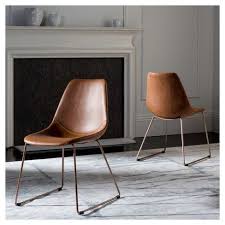 Set Of 2 Dorian Mid Century Modern Leather Dining Chair Light Brown Safavieh Mid Century Modern Leather Dining Chair Leather Dining Chairs Leather Dining Chairs Modern
