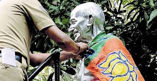 Bjp talks, will pdp lower the flag? Bjp Flag Found Draped On Mahatma Gandhi Statue In Palakkad Kerala News English Manorama