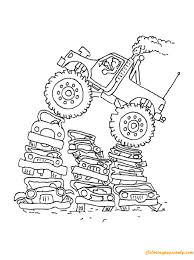 Children, especially boys, are fascinated by monster trucks, making them one of the most sought after coloring page subjects. Monster Truck Crushing Cars Coloring Pages Monster Truck Coloring Pages Coloring Pages For Kids And Adults
