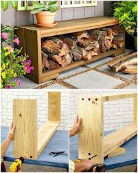 Diy Bench With Firewood Storage 14 Best Diy Firewood Rack Ideas Firewood Storage Ideas Diy Crafts Garden Storage Patio Storage Firewood Storage Outdoor