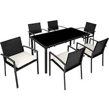 tectake 800663 salon de jardin ensemble mobilier de jardin 6 chaises et 1 table en rattan garden furniture sets garden table and chairs rattan garden furniture