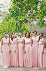 Beautiful And Blushing Bridesmaids Wearing Maureen Disini Gowns Photo Captured By Cherryblocks Via Bride And Bre Bridesmaid Inspiration Bridesmaid Gown Photos