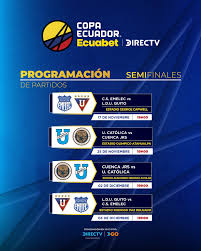 Definidas las fechas de las Semifinales de la Copa Ecuador Ecuabet DIRECTV. ¡Tendremos emociones para rato! #CopaEcuadorEcuabetDIRECTV 🏆🇪🇨