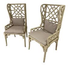 Guild Master Bamboo Wing Back Chairs A Pair Ocean Home Decor Chair Bamboo Design