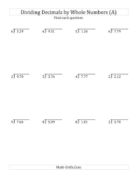 The Dividing Hundredths By A Whole Number A Math Worksheet From The Decimals Worksheets Page At Math Drills Co Dividing Decimals Decimals Worksheets Decimals