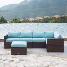 Amazon Com Auro Outdoor Furniture 6 Piece Sectional Sofa Set All Weather Brown Wicker With Water Outdoor Furniture Backyard Porch Outdoor Patio Furniture Sets