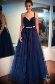 Spaghetti Straps Navy Blue Tulle Long Prom Dress Prom Dresses Long Prom Dresses Blue Navy Blue Prom Dresses