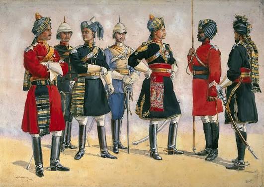 British Officers, Indian Army, illustration for 'Armies of India', published in 1911, 1910