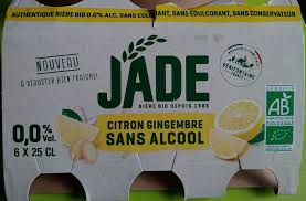 Compléter avec la boisson au gingembre. Biere Bio Citron Gingembre Sans Alcool Jade 6 X 25 Cl